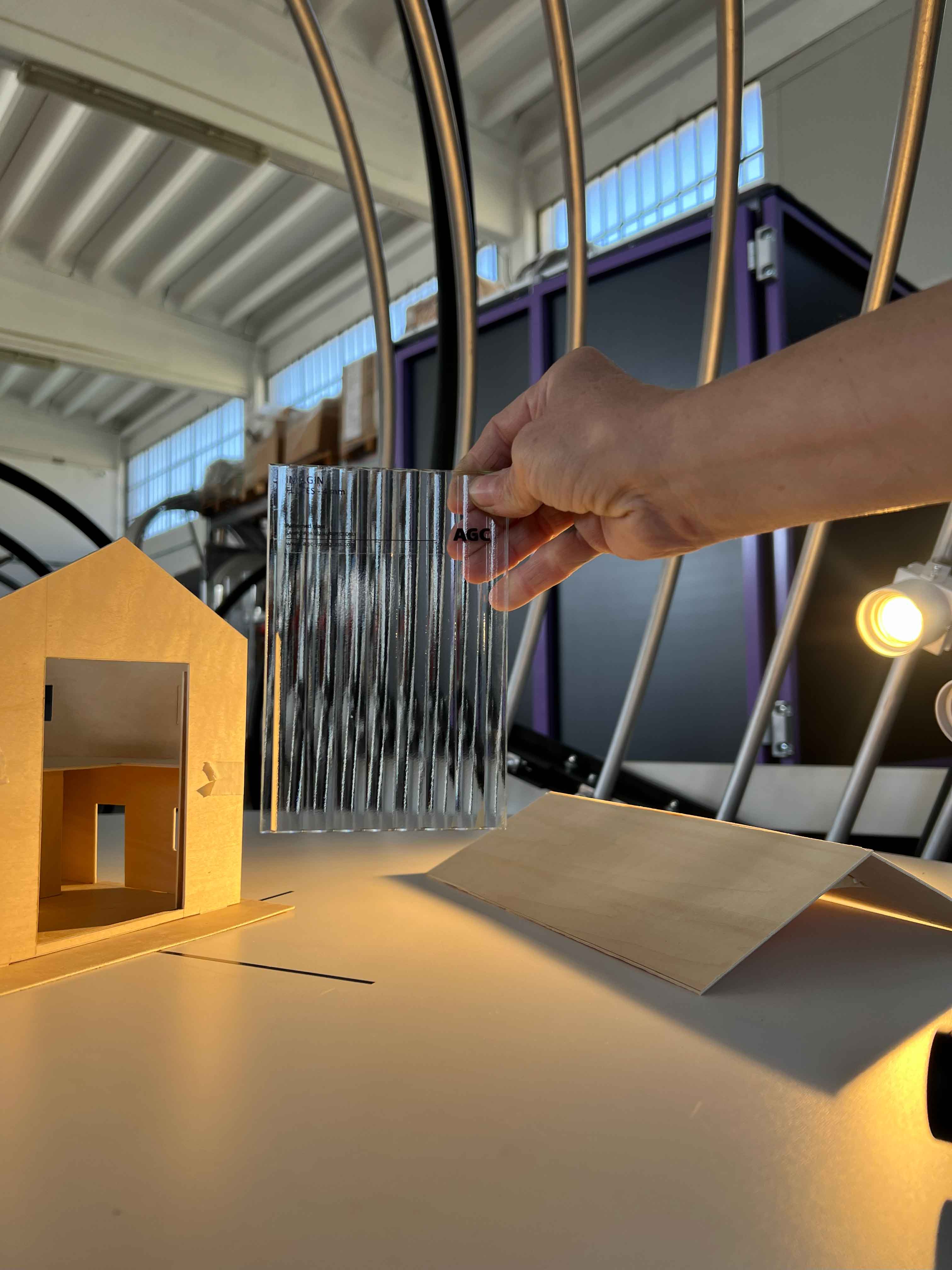 glass sample and scale model