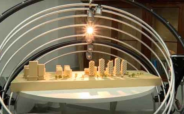 Sun simulated on MCA Scale Model with Heliodon